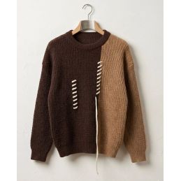 Pull bicolore texturé...