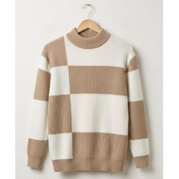 Pull bicolore à motifs...