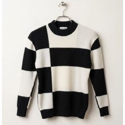 Pull à carreaux noir &...