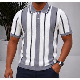 Polo Homme Tricot à Rayures...