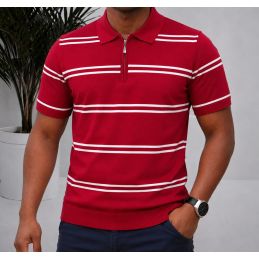 Polo Homme Tricot à Rayures...