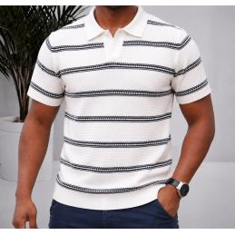 Polo Homme Tricot à Rayures...