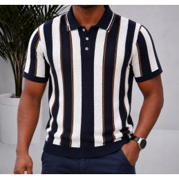 Polo Homme Tricot à Rayures...
