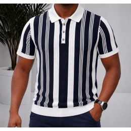 Polo Homme Tricot à Rayures...