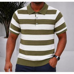 Polo Homme Tricot à Rayures...