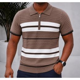 Polo Homme Tricot à Rayures...