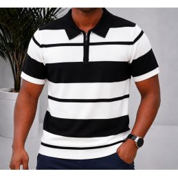 Polo Homme Tricot à Rayures...
